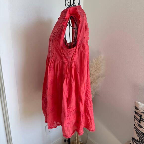 Free People Nobody Like You Boho Pintuck Lace Cotton Embellished Mini Dress XS - Picture 8 of 12